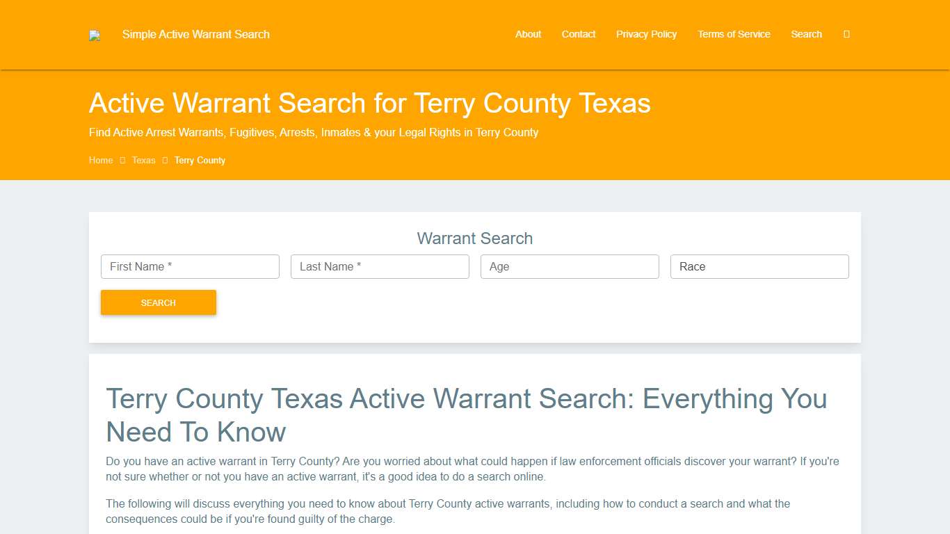 Active Warrant Search in Terry County Texas - Outstanding Warrants